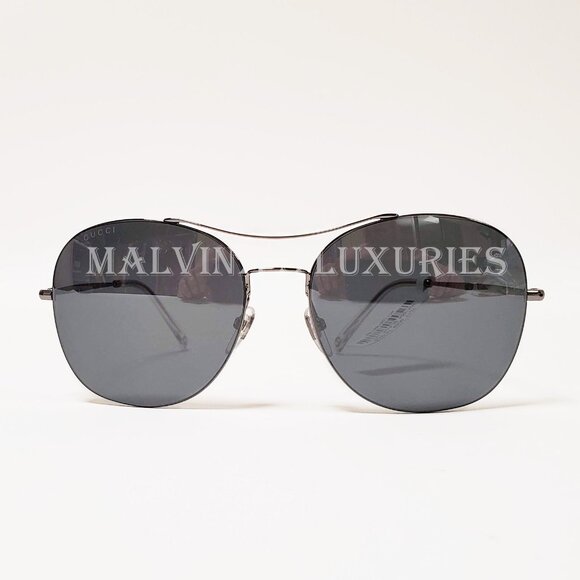 GUCCI SUNGLASSES GG0501S 007 MENS SILVER METAL AVIATOR INTERLOCKING G LOGO - Picture 4 of 7